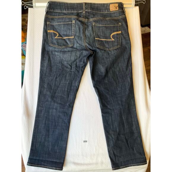 American Eagle Outfitters Women Cropped Jeans size 8 R Blue Mid Rise Stretch - Picture 11 of 11